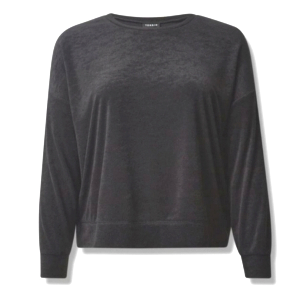 Torrid Sweatshirt Lightweight Black Terry Cloth Size 4X 26 NWT